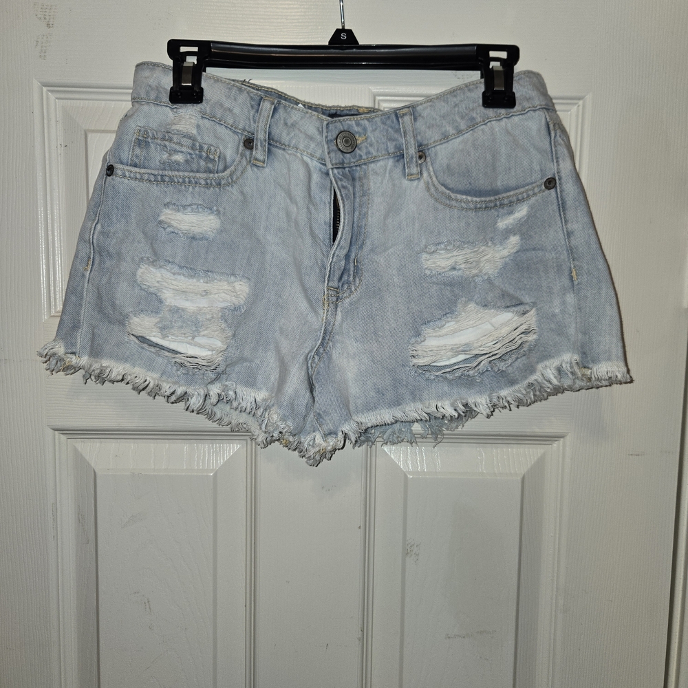 Aeropostale Light Wash Distressed Denim Cutoff Shorts